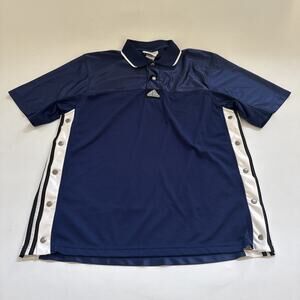 VTG 90s Adidas Warm Up Shirt Mens Medium Snap Button Sides SHINY MESH Y2K RETRO